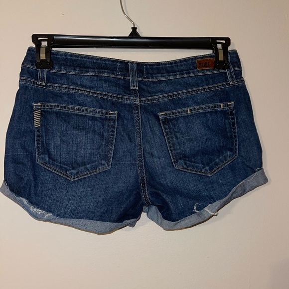 Paige Dark Wash Jimmy Jimmy Blue Jean Shorts w Rolled Hem; 25 - Picture 3 of 6